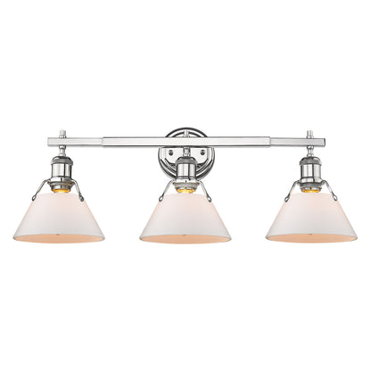 Orwell 3-Light Vanity Light in Chrome with Opal Glass - Chrome / Opal Glass / White - Golden Lighting