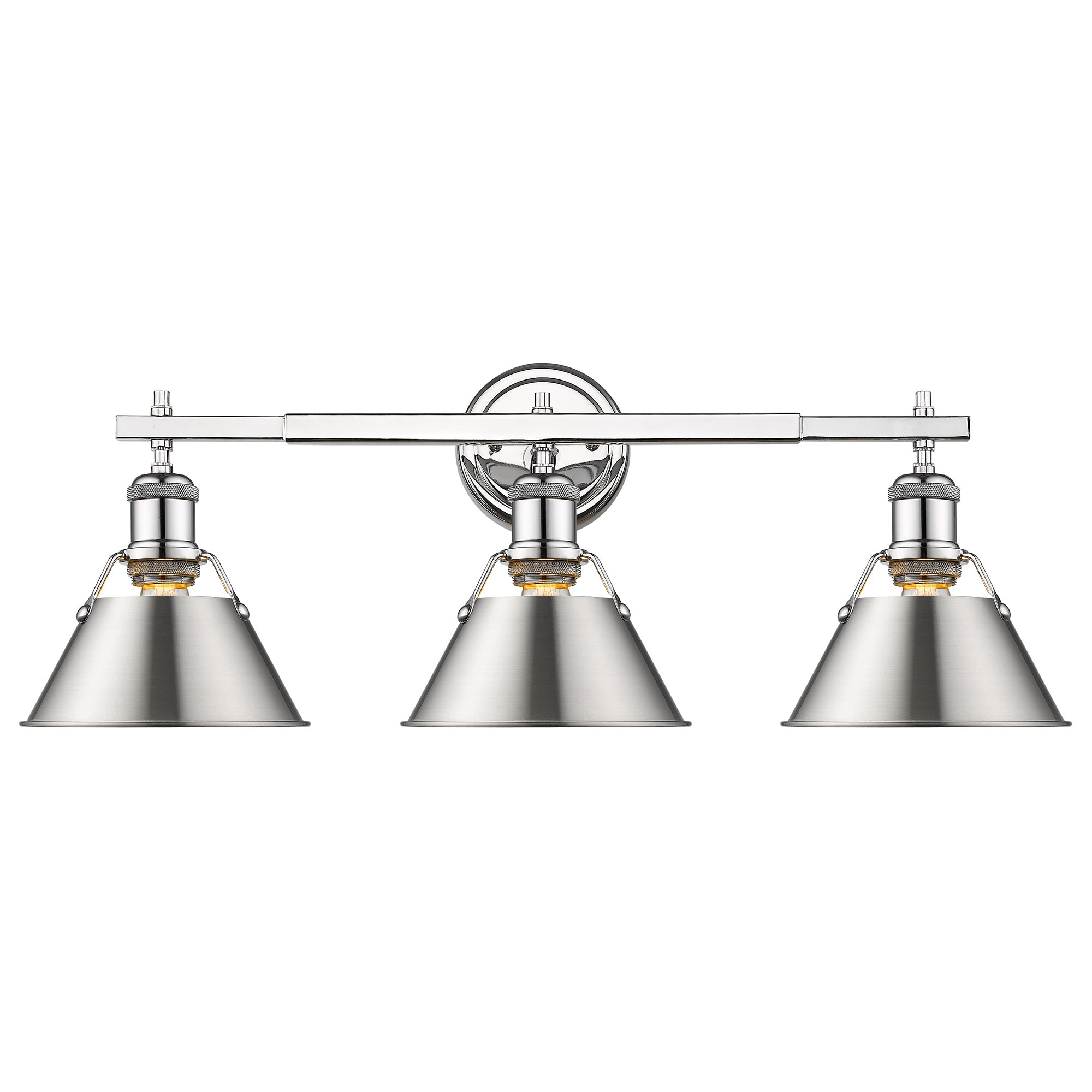 Orwell 3-Light Vanity Light in Chrome with Pewter - - Golden Lighting