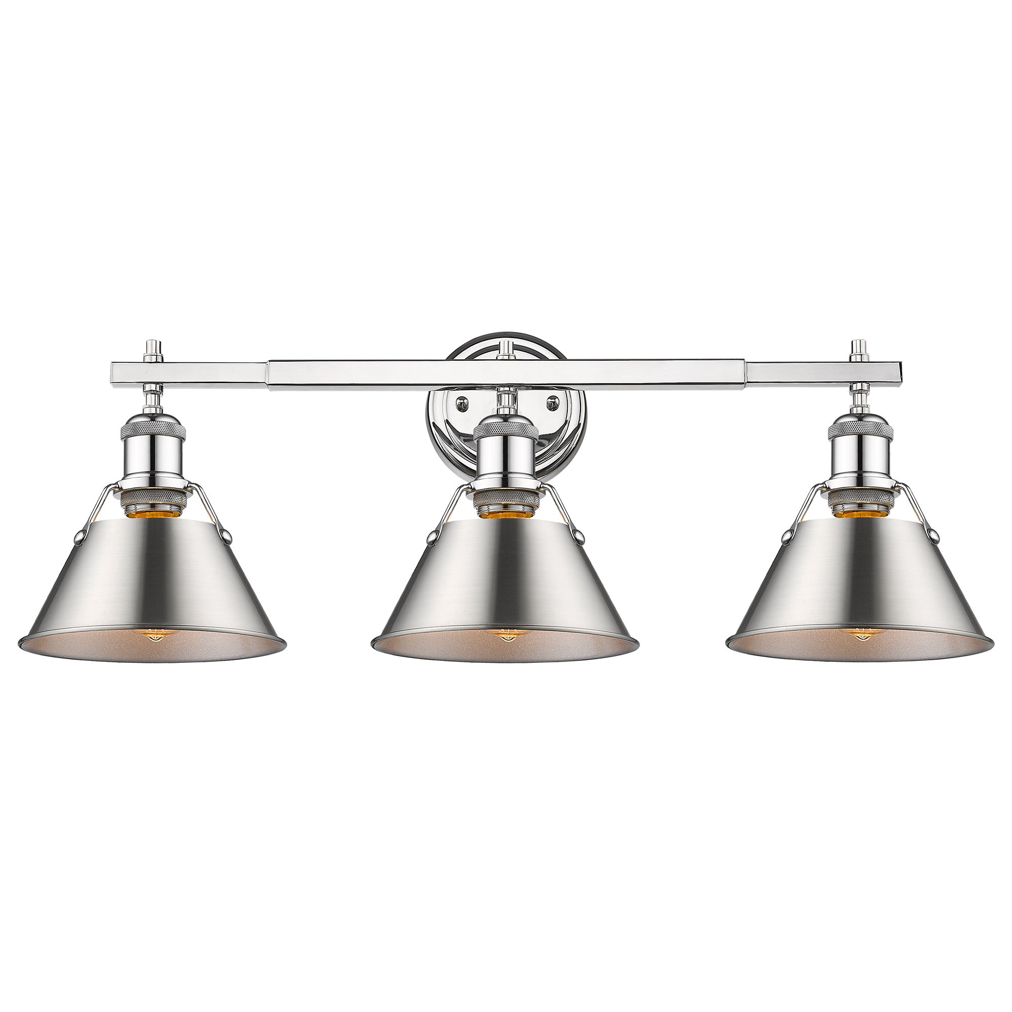 Orwell 3-Light Vanity Light in Chrome with Pewter - Chrome / Pewter / Silver - Golden Lighting