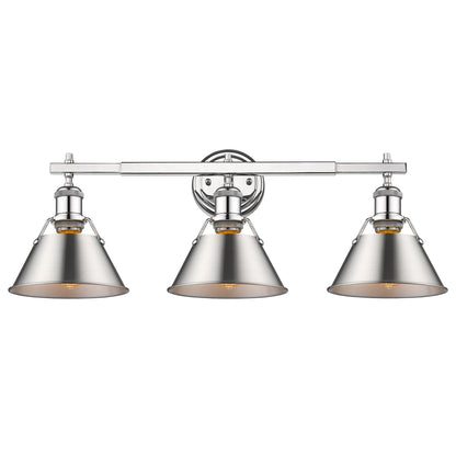 Orwell 3-Light Vanity Light in Chrome with Pewter - Chrome / Pewter / Silver - Golden Lighting