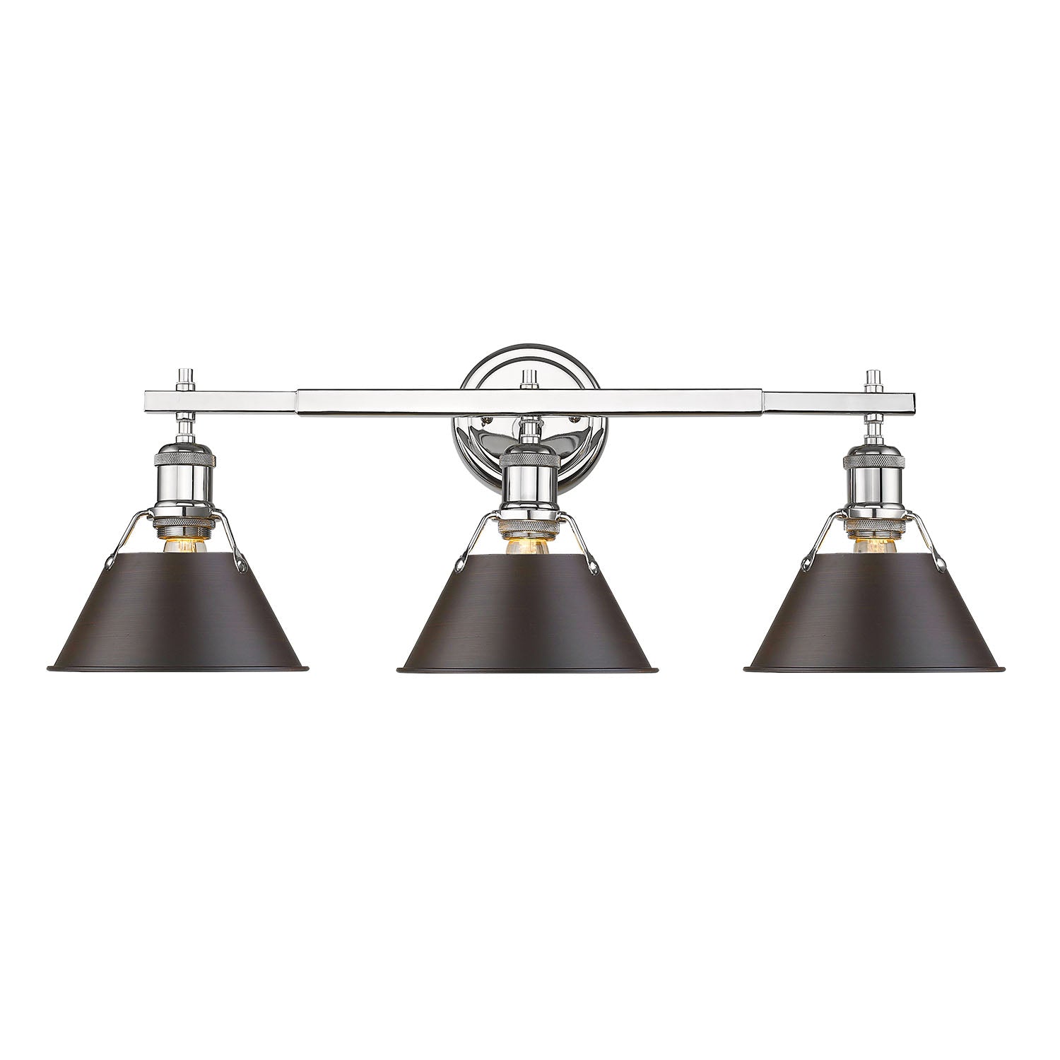 Orwell 3-Light Vanity Light in Chrome with Rubbed Bronze - - Golden Lighting