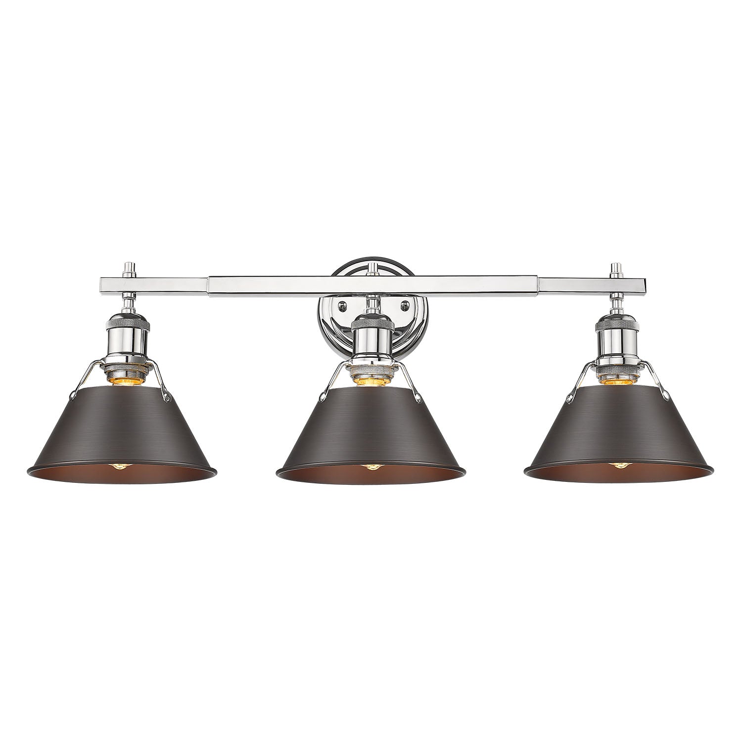 Orwell 3-Light Vanity Light in Chrome with Rubbed Bronze - Chrome / Rubbed Bronze / Bronze - Golden Lighting