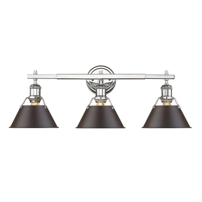 Orwell 3-Light Vanity Light in Chrome with Rubbed Bronze - - Golden Lighting