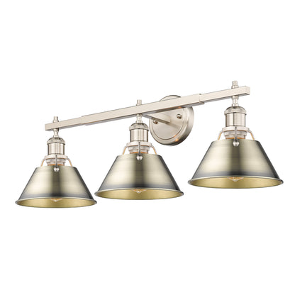 Orwell 3-Light Vanity Light in Pewter with Aged Brass - Pewter / Aged Brass / Gold - Golden Lighting