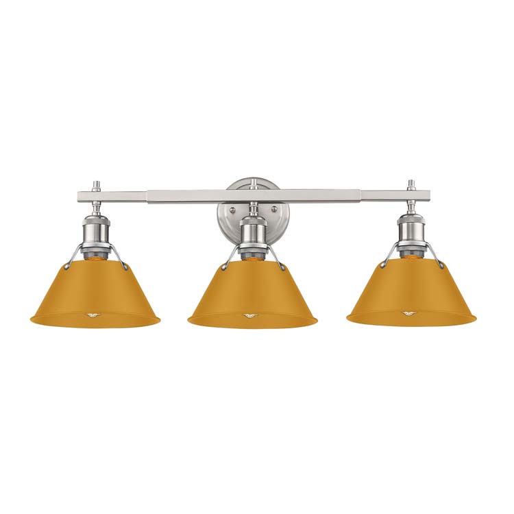 Yep by Golden Lighting Orwell 3-light Vanity in Pewter and Auric Yellow shade