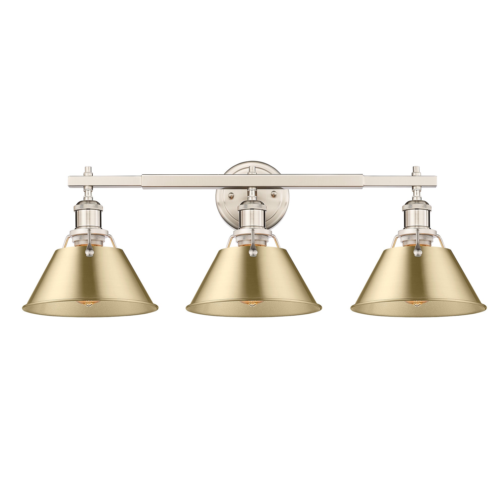 Orwell 3-Light Vanity Light in Pewter with Brushed Champagne Bronze - - Golden Lighting