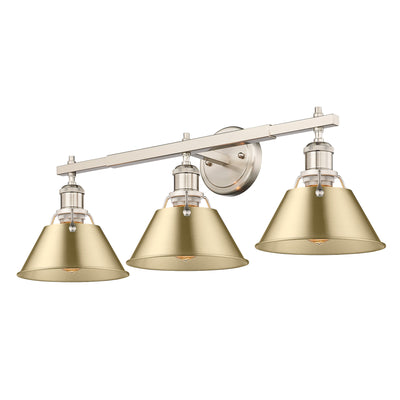 Yep by Golden Lighting Orwell 3-light Vanity in Pewter and Brushed Champagne Brass shade - Default Title - Golden Lighting