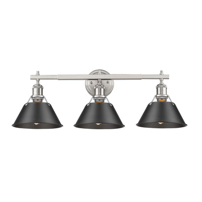 Yep by Golden Lighting Orwell 3-light Vanity in Pewter and Matte Black shade - Default Title - Golden Lighting