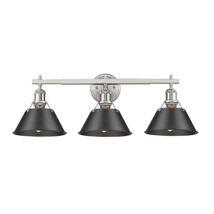 Orwell 3-Light Vanity Light in Pewter with Matte Black - Default Title - Golden Lighting