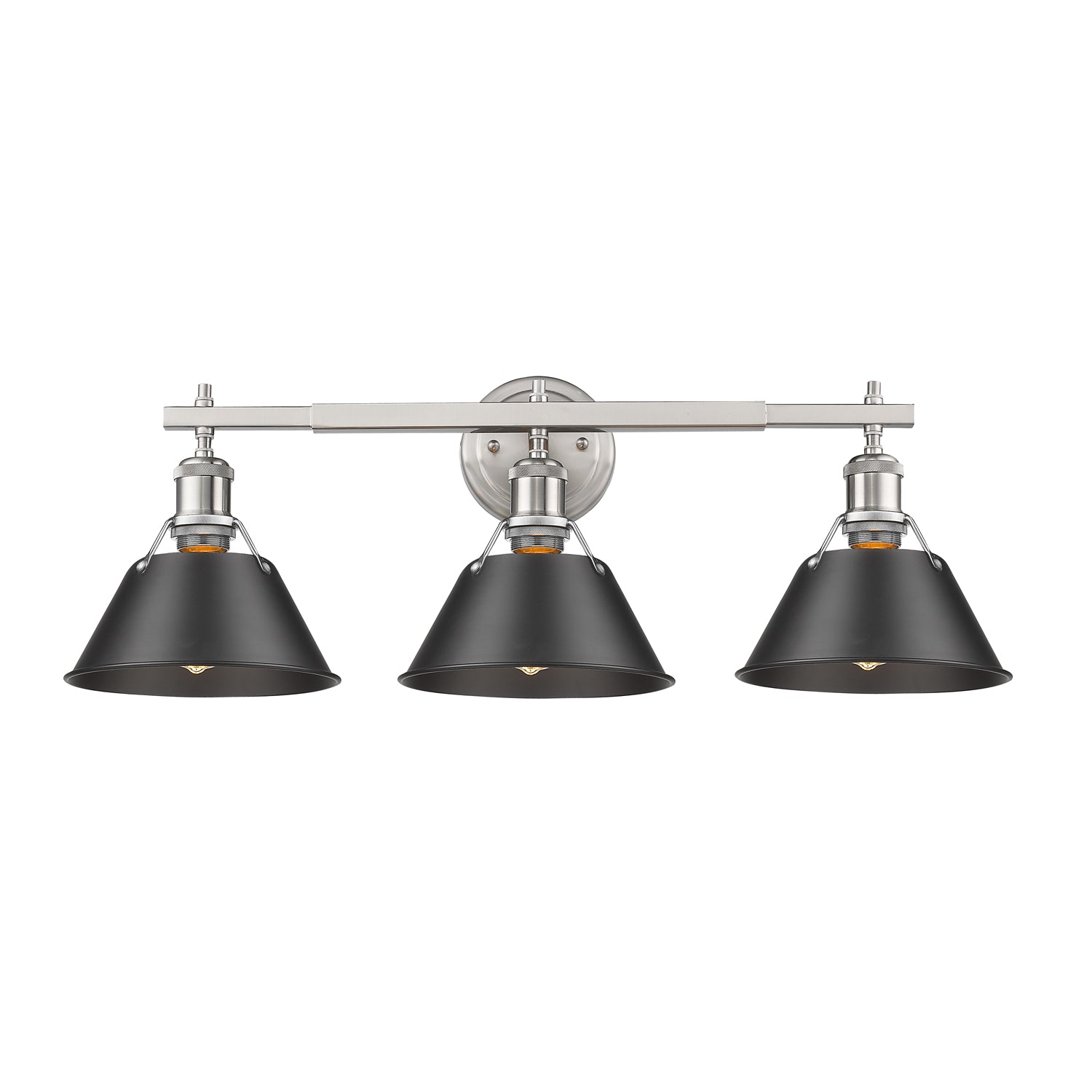 Orwell 3-Light Vanity Light in Pewter with Matte Black - Pewter / Matte Black / Black - Golden Lighting