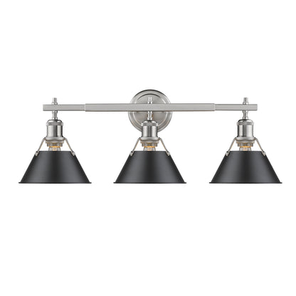 Orwell 3-Light Vanity Light in Pewter with Matte Black - - Golden Lighting