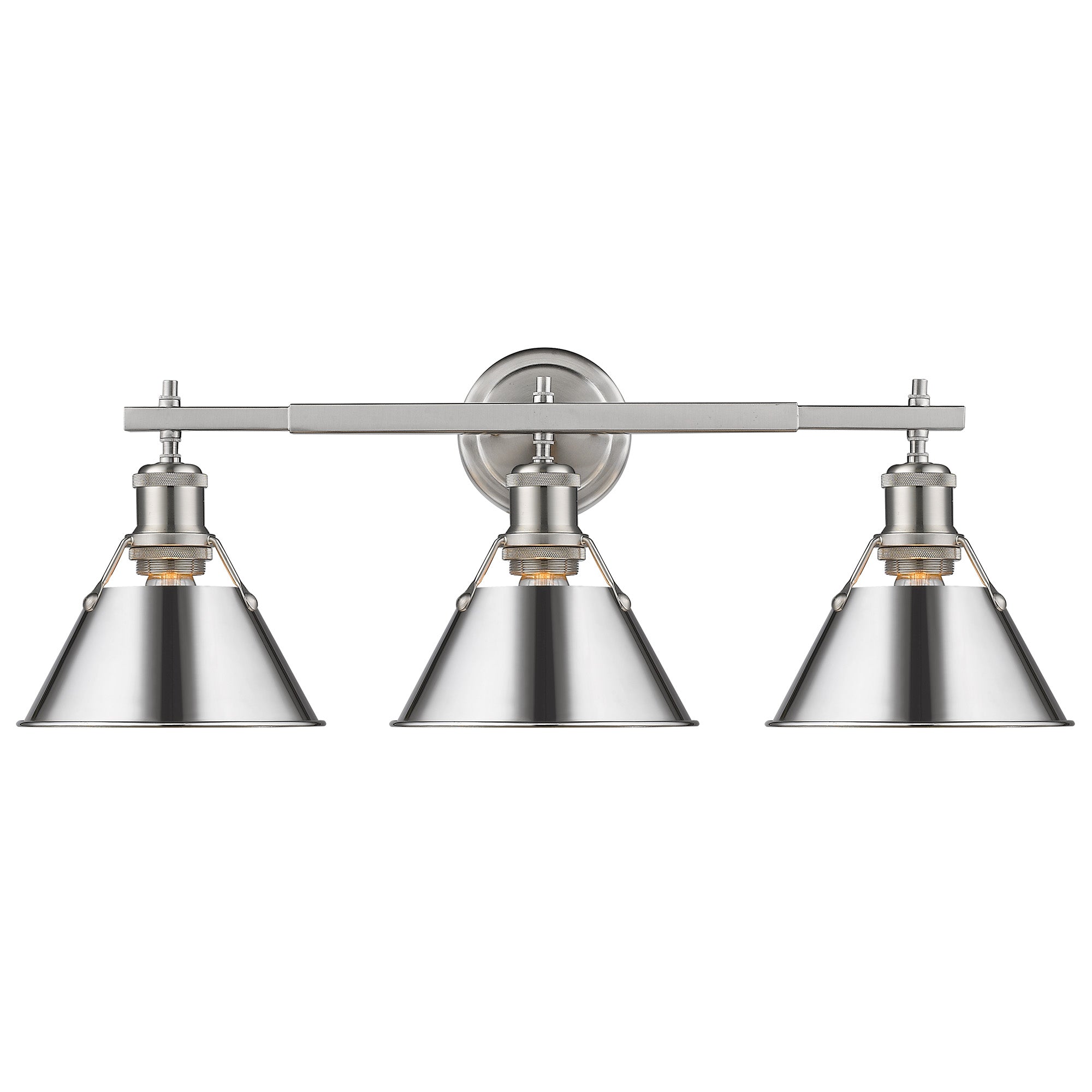 Orwell 3-Light Vanity Light in Pewter with Chrome - - Golden Lighting