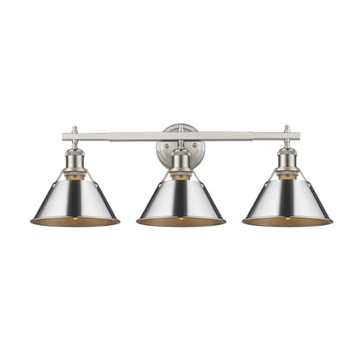 Yep by Golden Lighting Orwell 3-light Vanity in Pewter and Chrome shade - Default Title - Golden Lighting