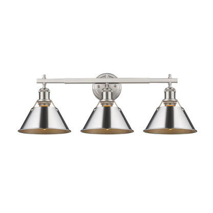 Yep by Golden Lighting Orwell 3-light Vanity in Pewter and Chrome shade