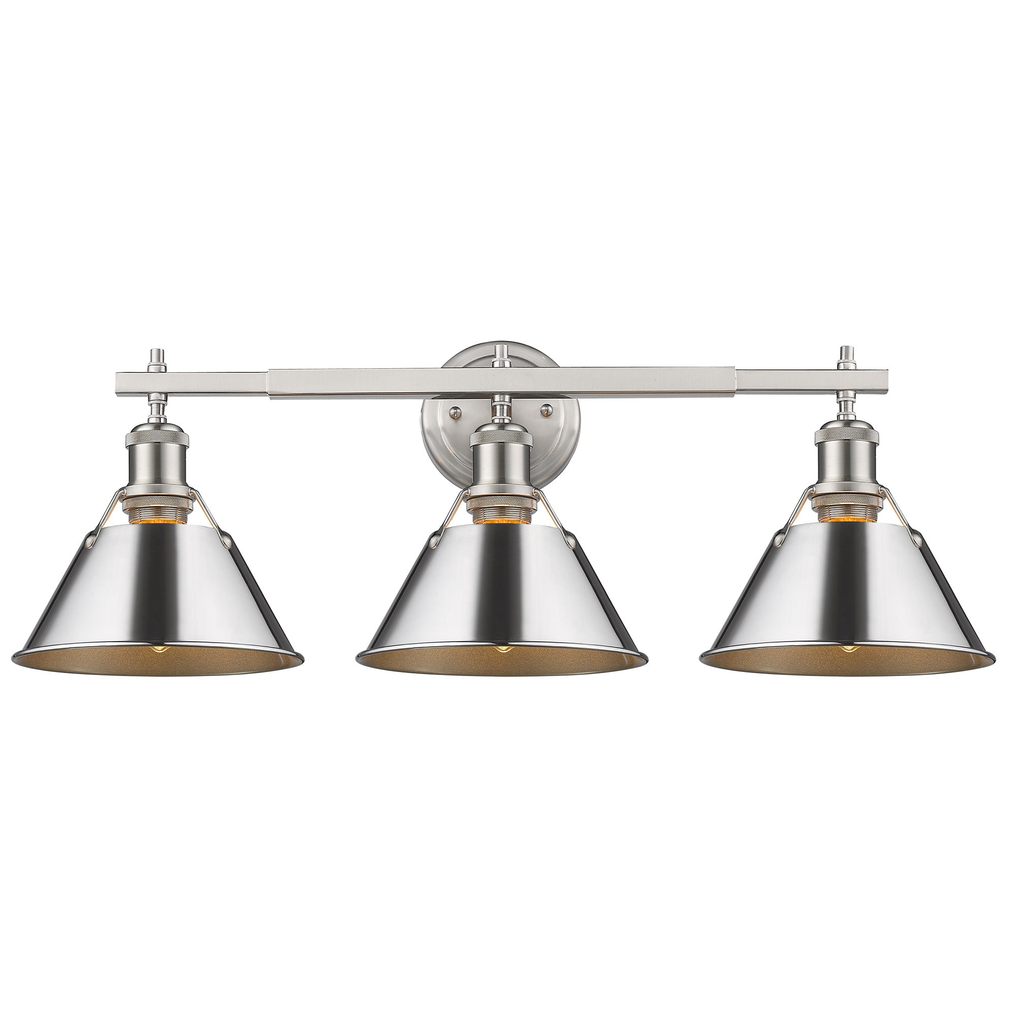 Orwell 3-Light Vanity Light in Pewter with Chrome - Default Title - Golden Lighting