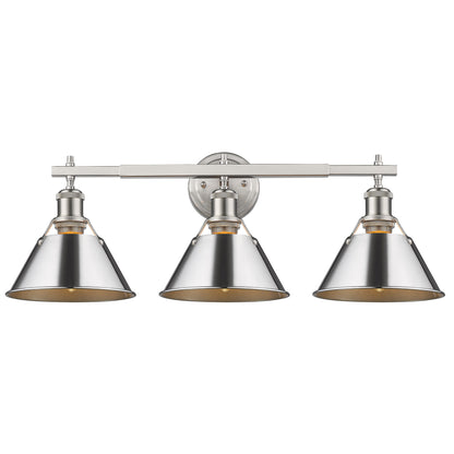 Orwell 3-Light Vanity Light in Pewter with Chrome - Pewter / Chrome / Silver - Golden Lighting