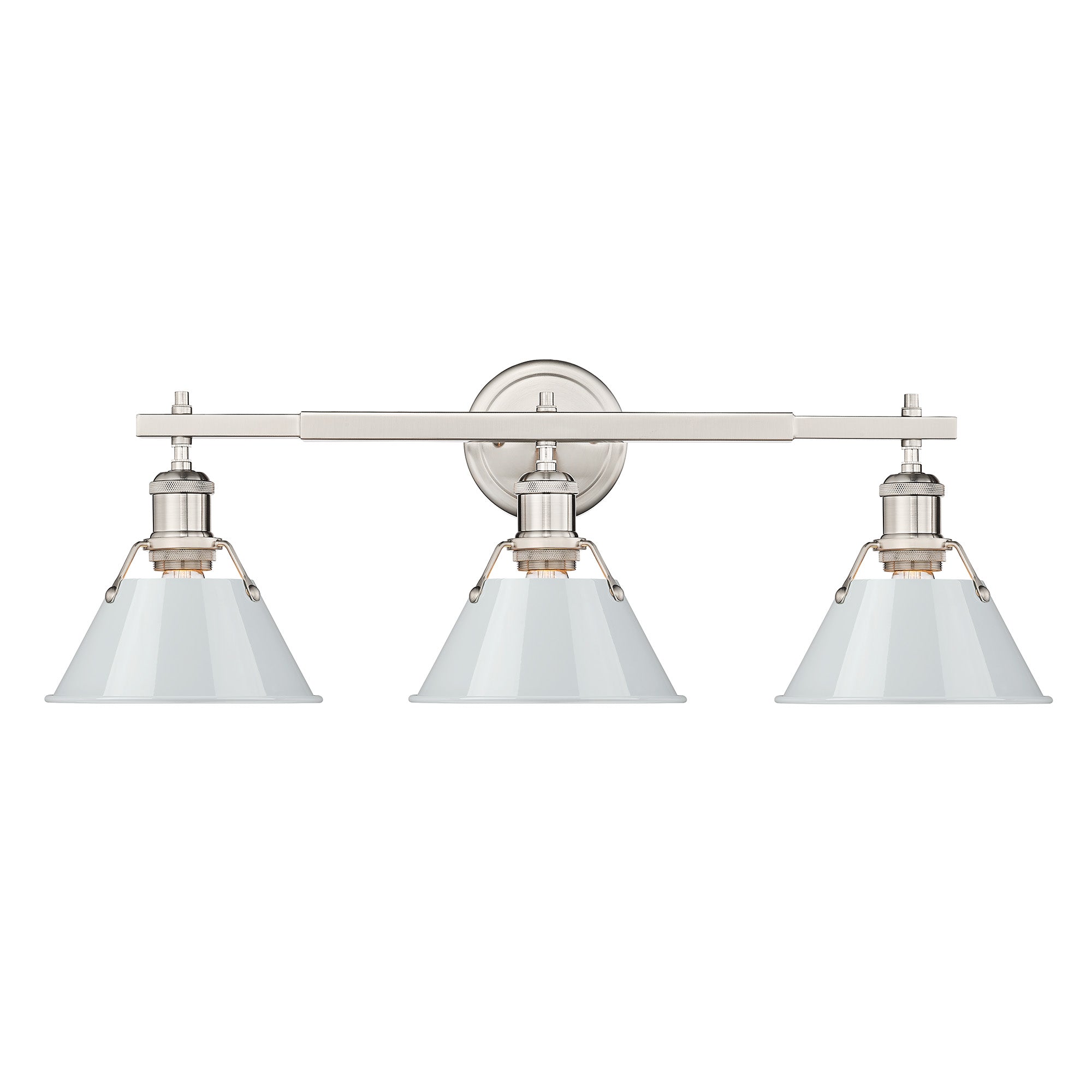 Orwell 3-Light Vanity Light in Pewter with Dusky Blue - Pewter / Dusky Blue / Blue - Golden Lighting