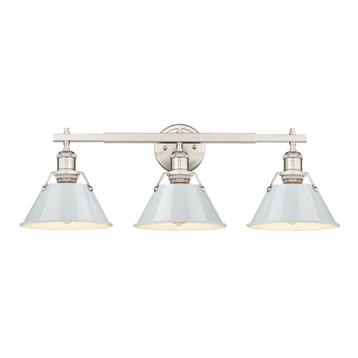 Yep by Golden Lighting Orwell 3-light Vanity in Pewter and Dusky Blue shade - - Golden Lighting