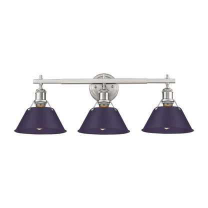 Yep by Golden Lighting Orwell 3-light Vanity in Pewter and Exotic Purple shade