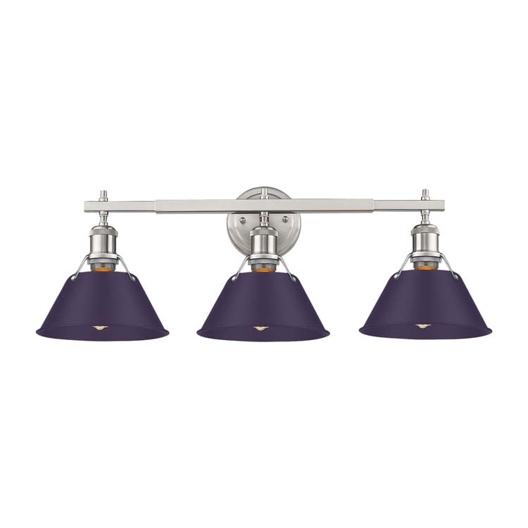Yep by Golden Lighting Orwell 3-light Vanity in Pewter and Exotic Purple shade