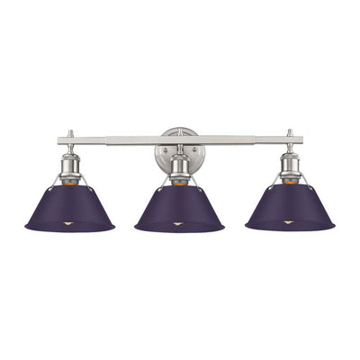 Yep by Golden Lighting Orwell 3-light Vanity in Pewter and Exotic Purple shade - Default Title - Golden Lighting