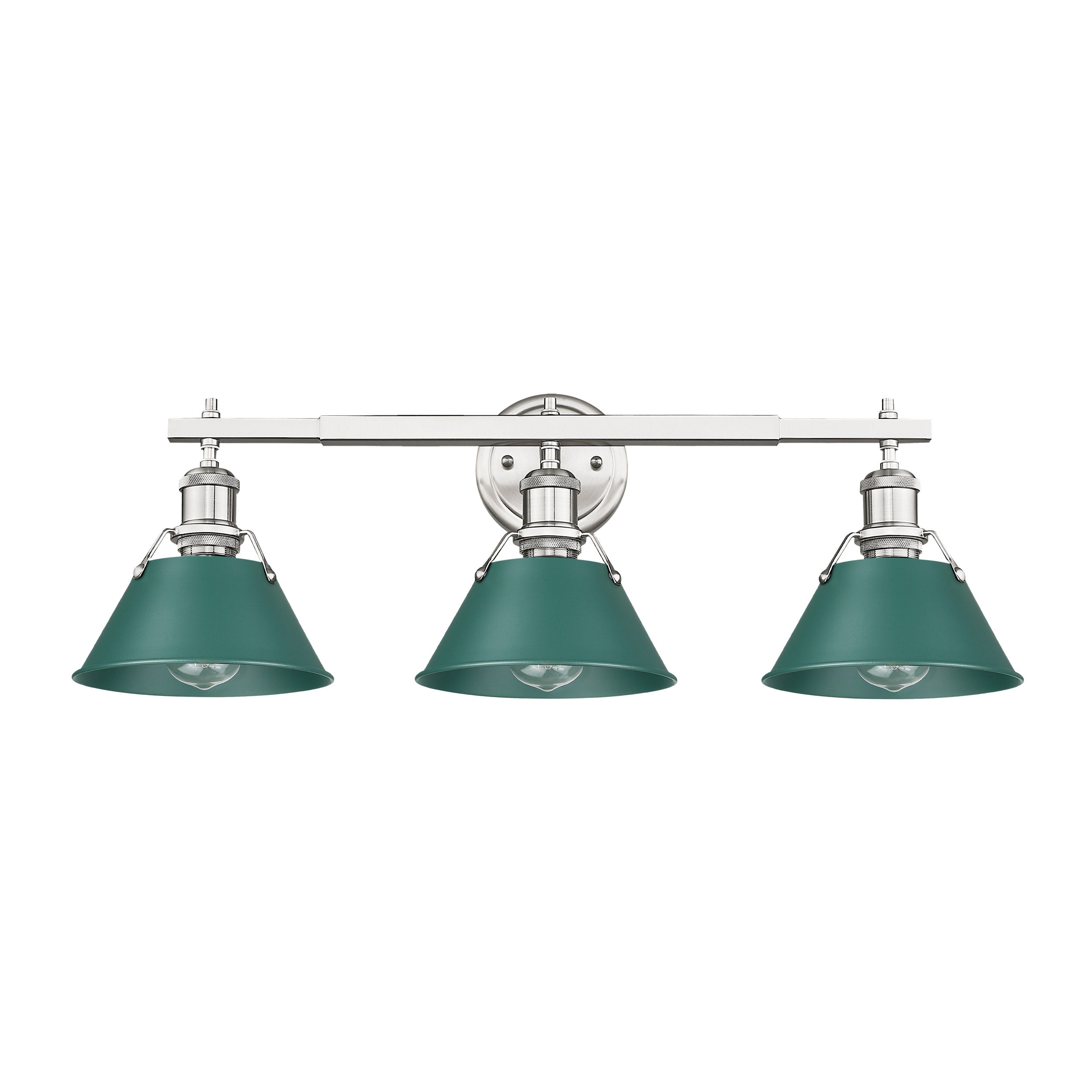 Orwell 3-Light Vanity Light in Pewter with Pine Green - Pewter / Pine Green / Green - Golden Lighting