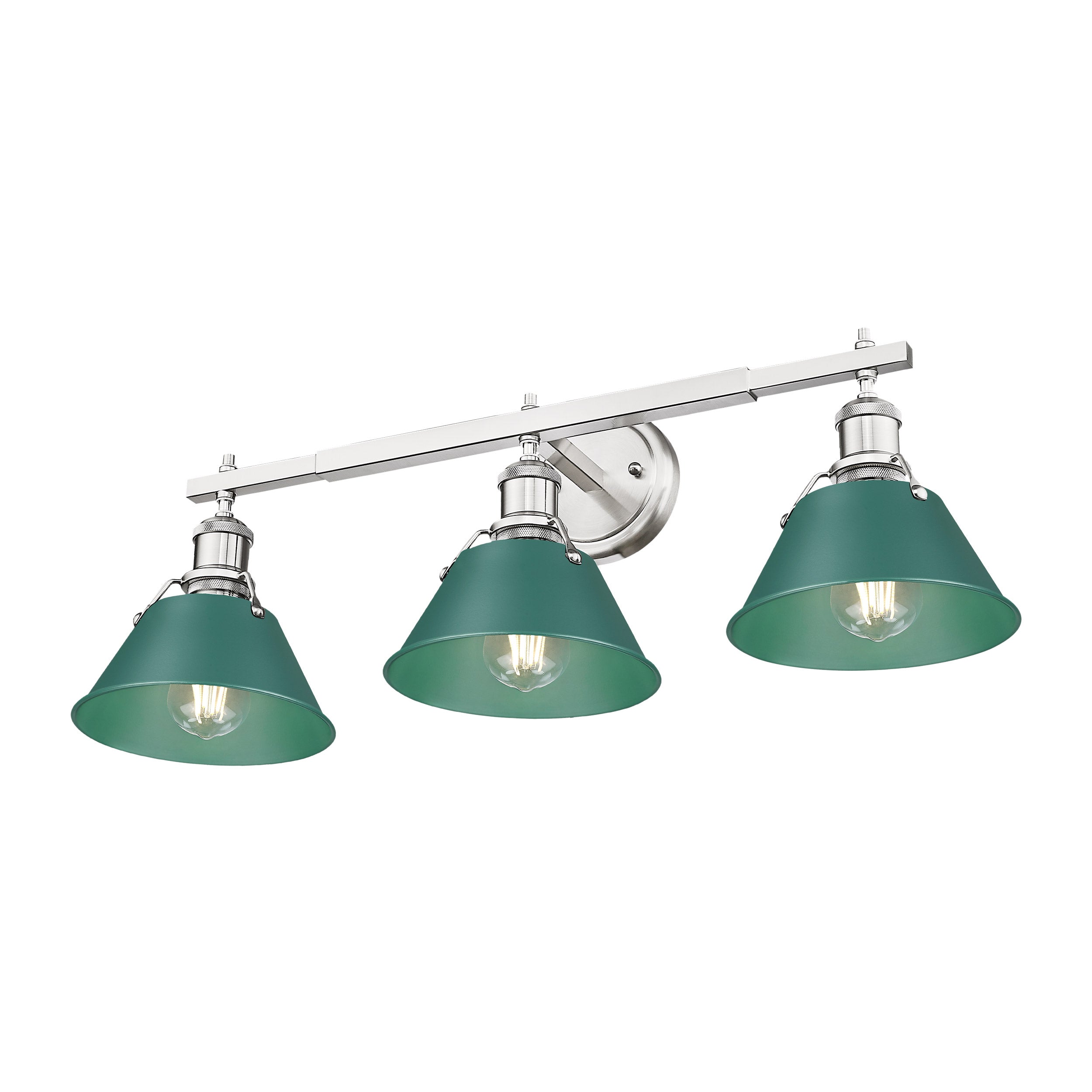 Yep by Golden Lighting Orwell 3-light Vanity in Pewter and Pine Green shade - - Golden Lighting