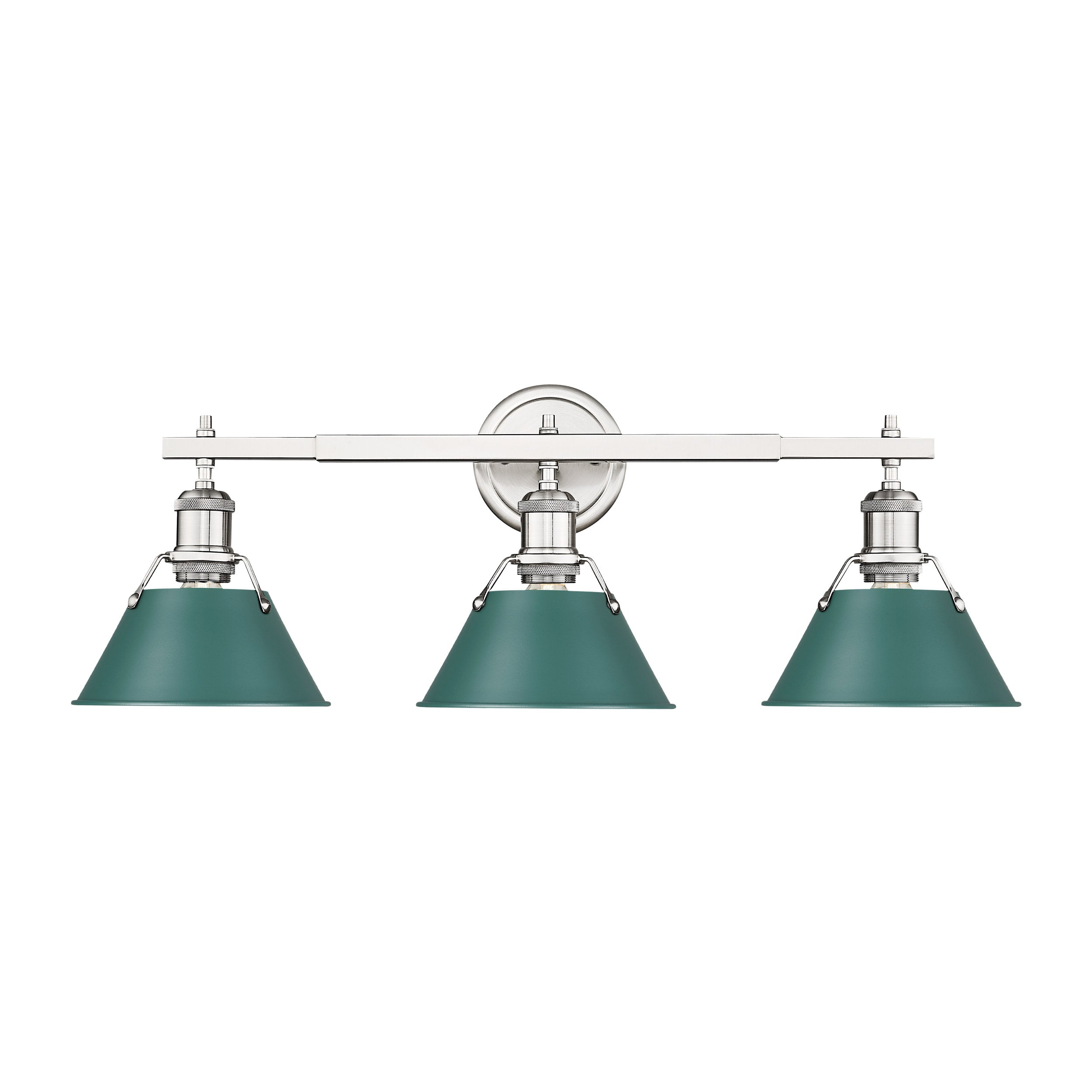 Orwell 3-Light Vanity Light in Pewter with Pine Green - - Golden Lighting