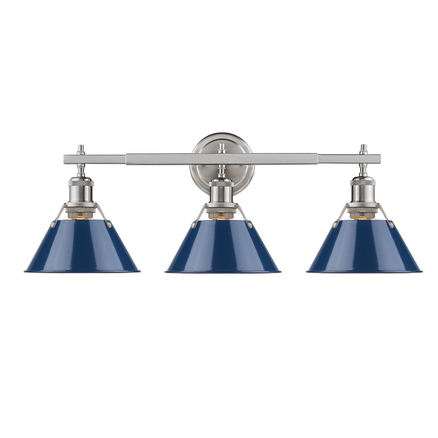 Orwell 3-Light Vanity Light in Pewter with Matte Navy - - Golden Lighting