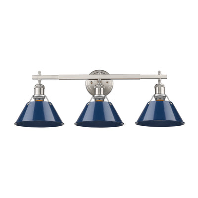 Yep by Golden Lighting Orwell 3-light Vanity in Pewter and Navy Blue shade - Default Title - Golden Lighting
