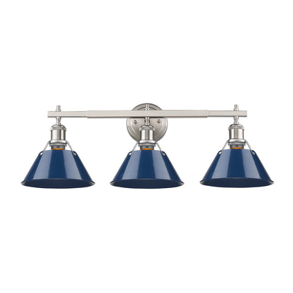 Orwell 3-Light Vanity Light in Pewter with Matte Navy - Default Title - Golden Lighting