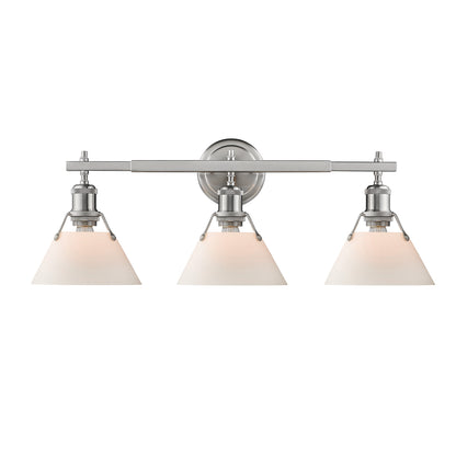 Orwell 3-Light Vanity Light in Pewter with Opal Glass - - Golden Lighting