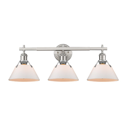 Orwell 3-Light Vanity Light in Pewter with Opal Glass - Pewter / Opal Glass / White - Golden Lighting