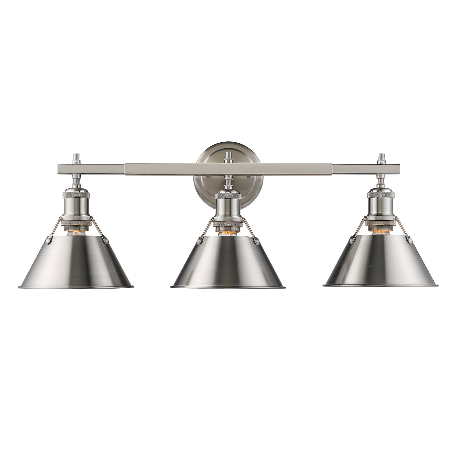 Orwell 3-Light Vanity Light in Pewter - - Golden Lighting