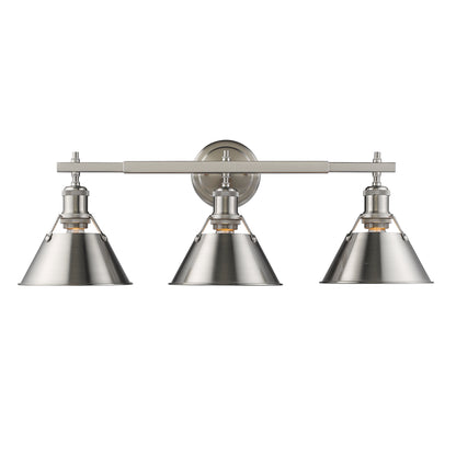 Orwell 3-Light Vanity Light in Pewter - - Golden Lighting