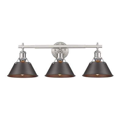 Yep by Golden Lighting Orwell 3-light Vanity in Pewter and Rubbed Bronze shade - Default Title - Golden Lighting