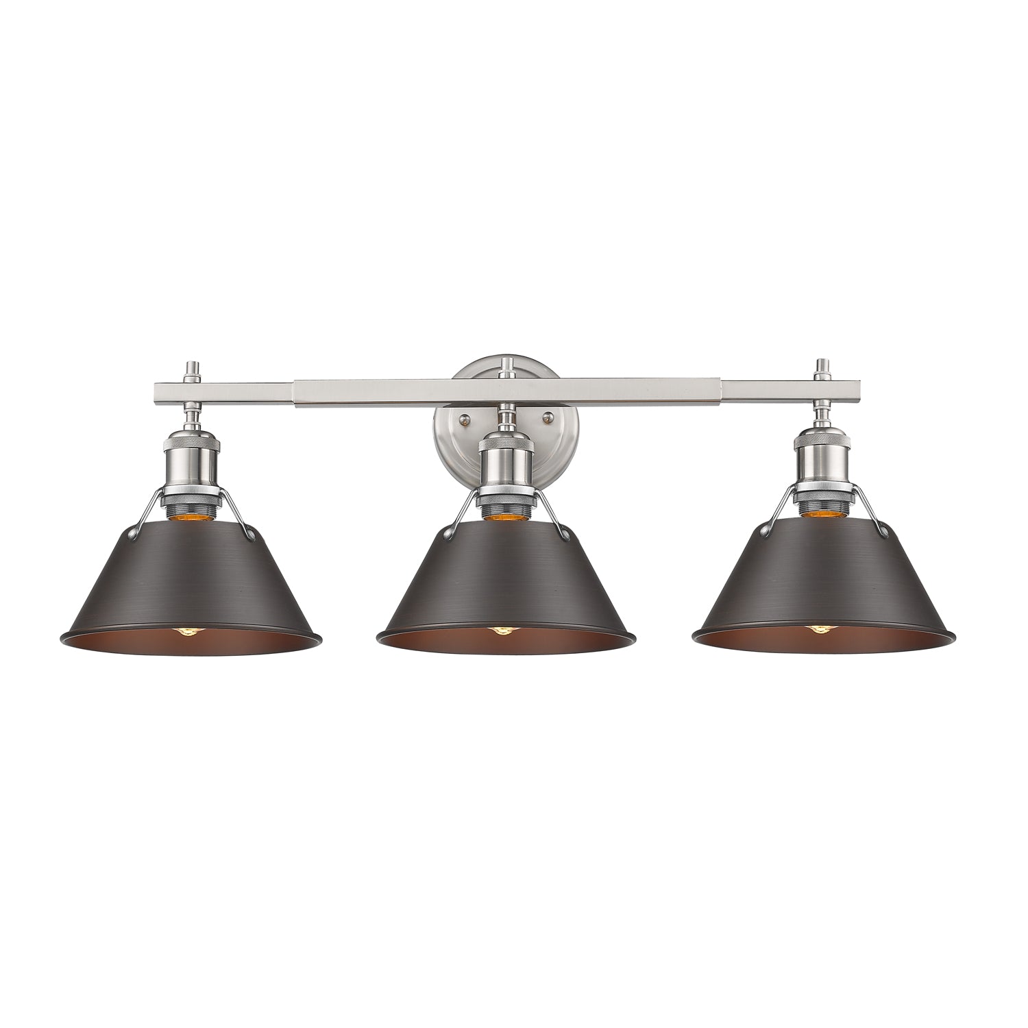 Orwell 3-Light Vanity Light in Pewter with Rubbed Bronze - Default Title - Golden Lighting