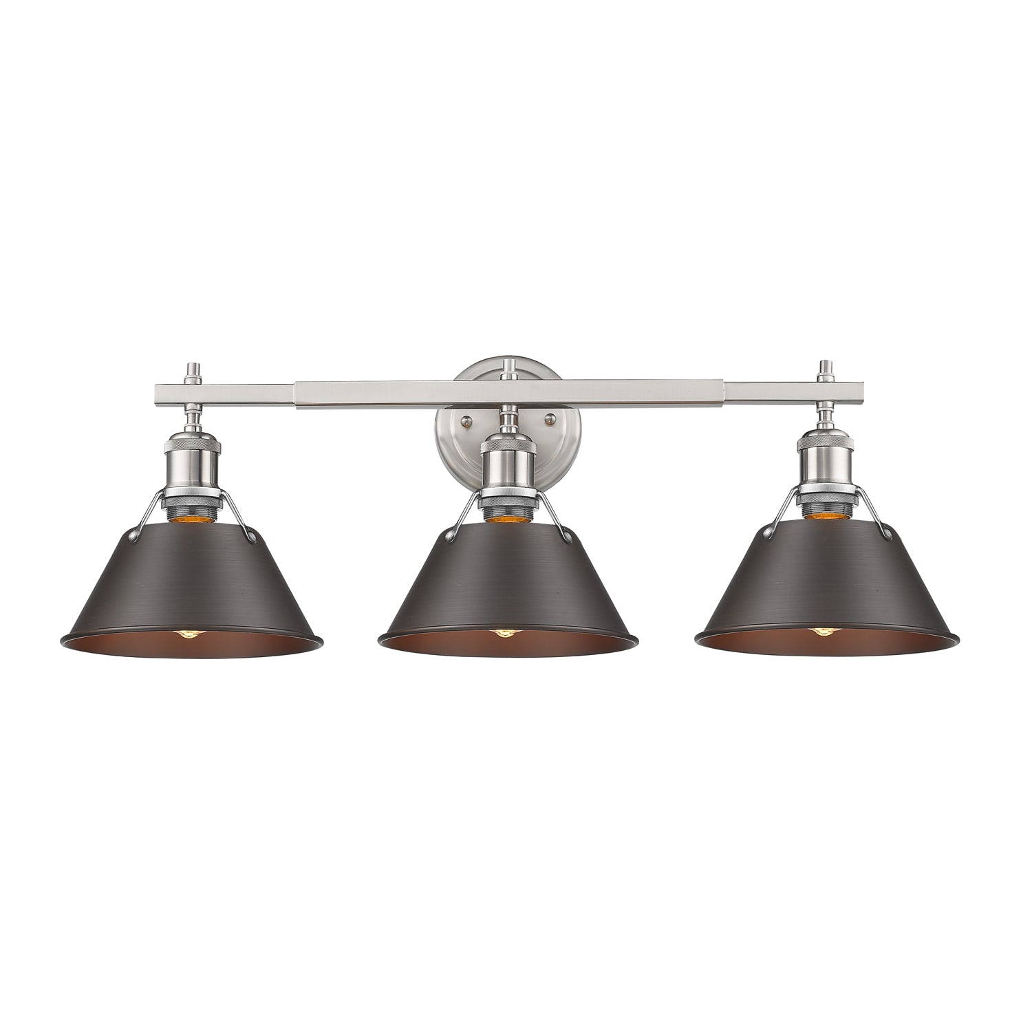 Orwell 3-Light Vanity Light in Pewter with Rubbed Bronze - Pewter / Rubbed Bronze / Bronze - Golden Lighting