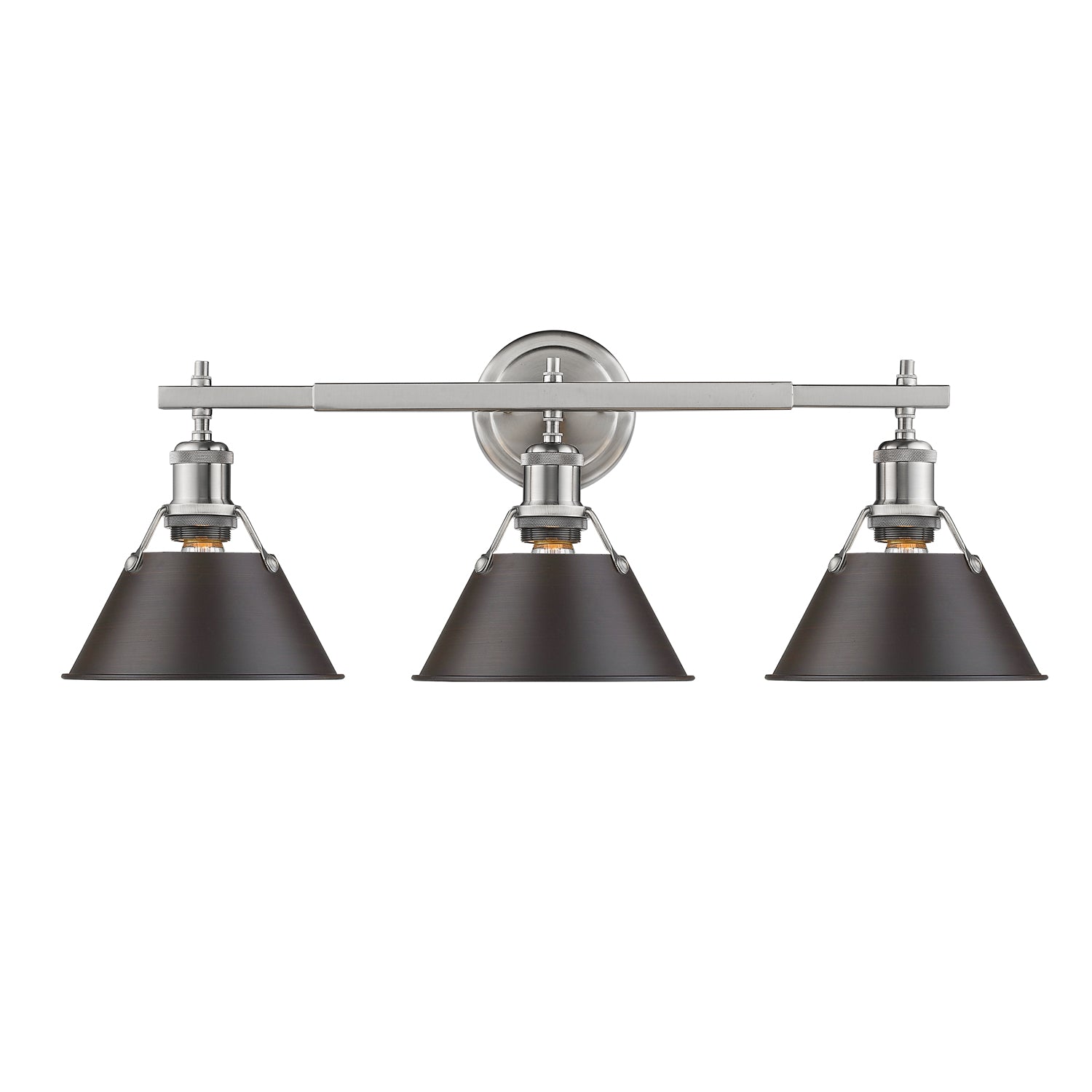 Orwell 3-Light Vanity Light in Pewter with Rubbed Bronze - - Golden Lighting