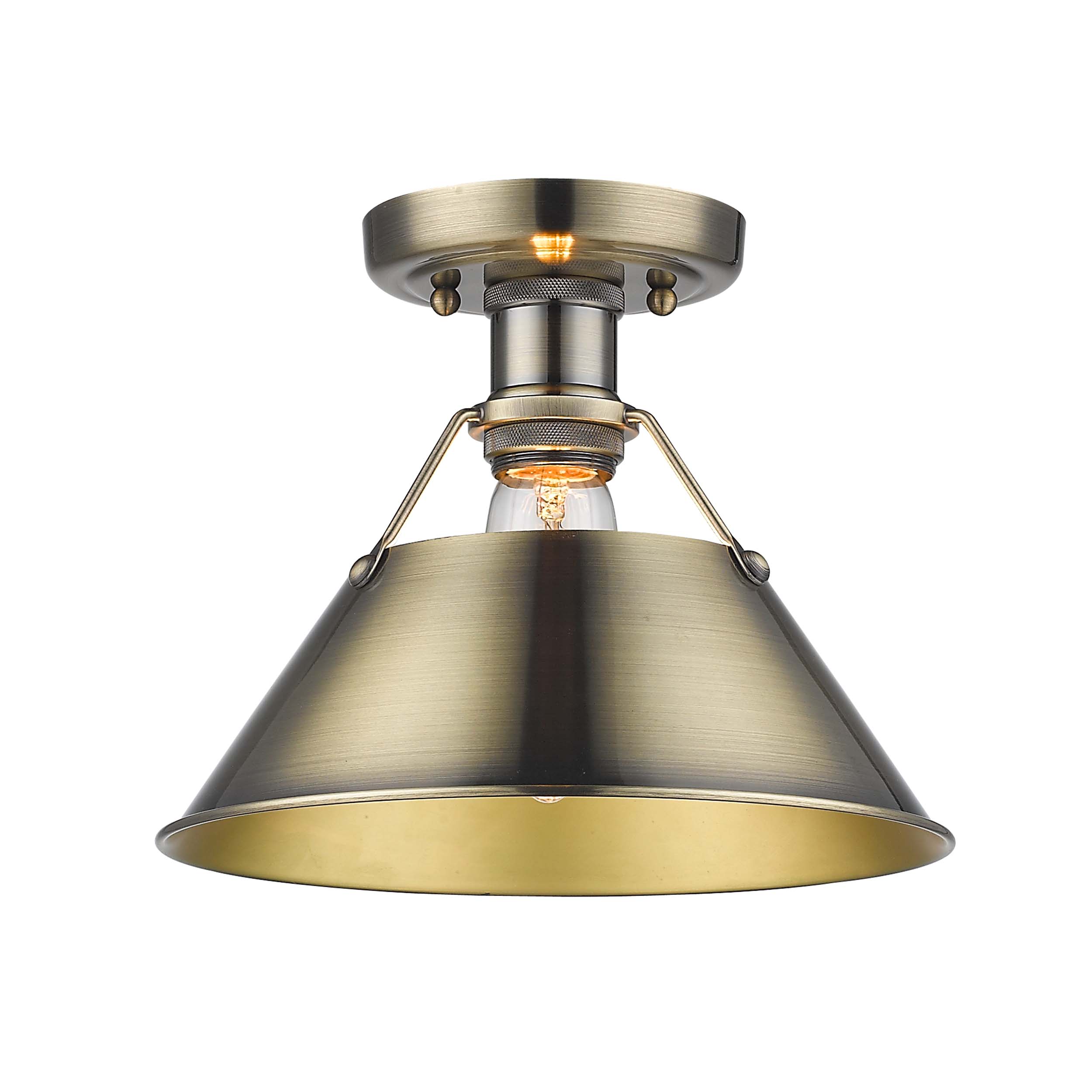 Yep by Golden Lighting Orwell 1-light Flush Mount in Aged Brass - - Golden Lighting