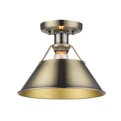 Yep by Golden Lighting Orwell 1-light Flush Mount in Aged Brass - - Golden Lighting