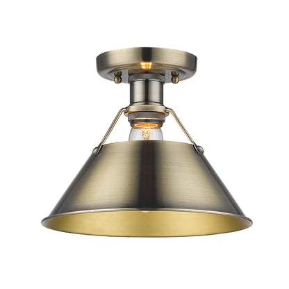 Yep by Golden Lighting Orwell 1-light Flush Mount in Aged Brass - - Golden Lighting
