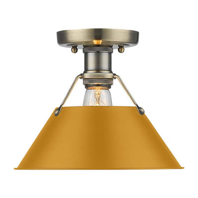 Yep by Golden Lighting Orwell 1-light Flush Mount in Aged Brass and Auric Yellow shade - - Golden Lighting