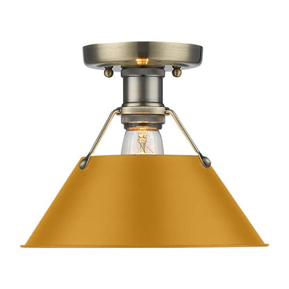Yep by Golden Lighting Orwell 1-light Flush Mount in Aged Brass and Auric Yellow shade - - Golden Lighting