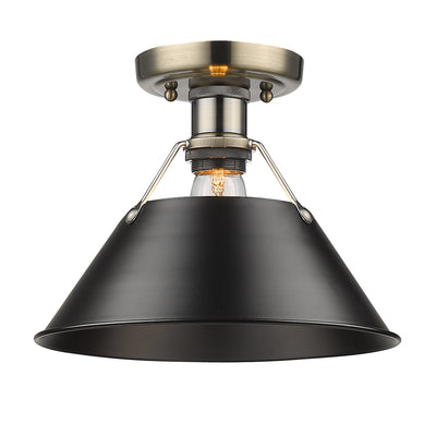 Yep by Golden Lighting Orwell 1-light Flush Mount in Aged Brass and Matte Black shade - - Golden Lighting