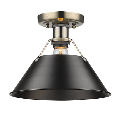 Yep by Golden Lighting Orwell 1-light Flush Mount in Aged Brass and Matte Black shade - - Golden Lighting
