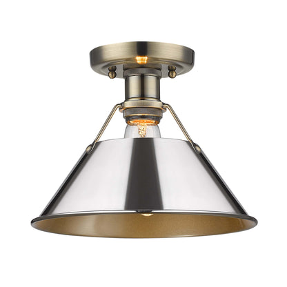 Yep by Golden Lighting Orwell 1-light Flush Mount in Aged Brass and Chrome shade - - Golden Lighting