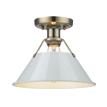 Yep by Golden Lighting Orwell 1-light Flush Mount in Aged Brass and Dusky Blue shade - - Golden Lighting