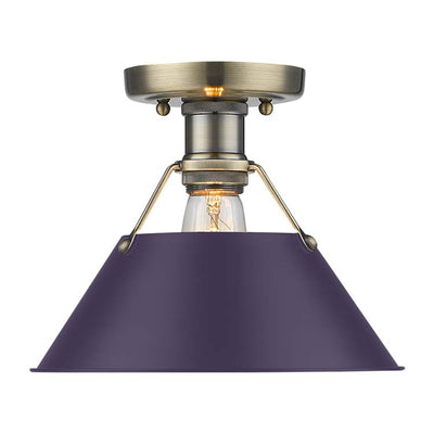 Yep by Golden Lighting Orwell 1-light Flush Mount in Aged Brass and Exotic Purple shade - - Golden Lighting