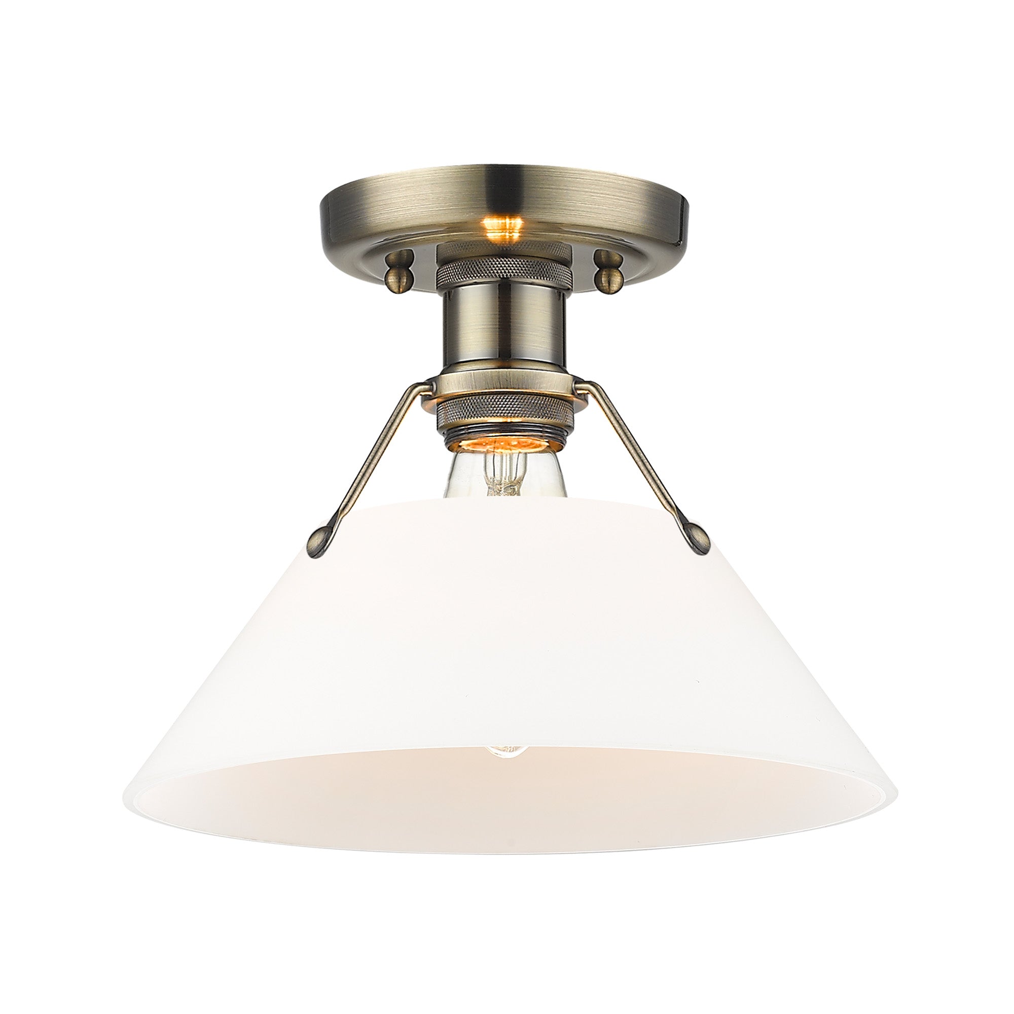 Yep by Golden Lighting Orwell 1-light Flush Mount in Aged Brass and Opal Glass - - Golden Lighting
